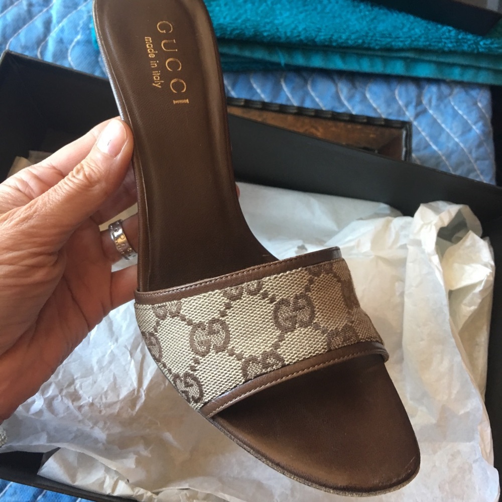 Gucci GG canvas sandals.